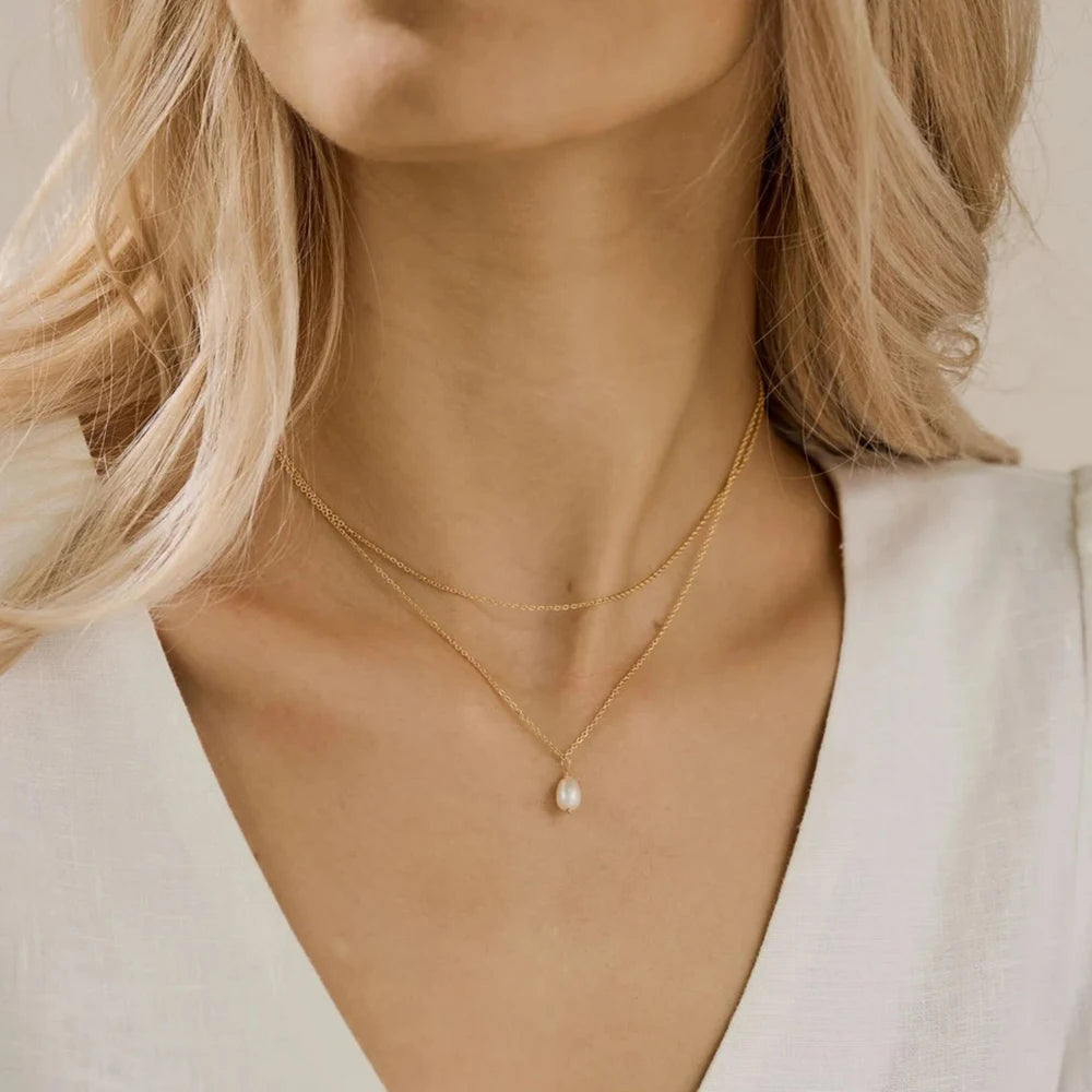 vegan Minimalist Freshwater Pearl Kette