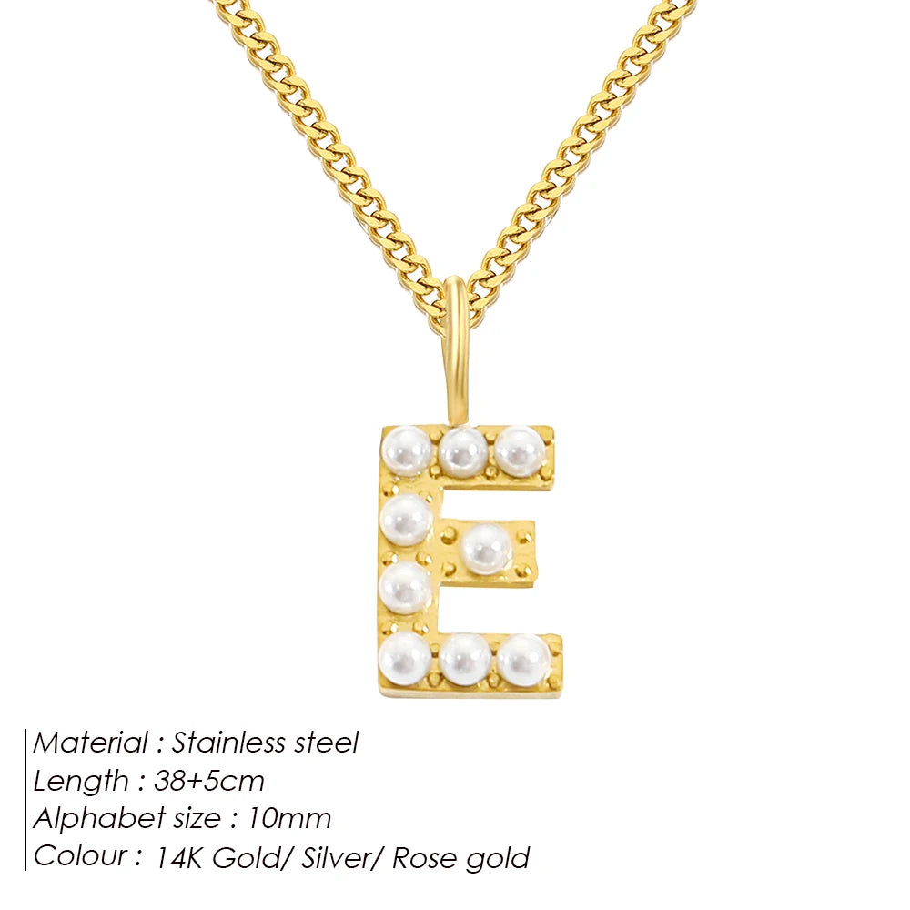 vegan Letter Pearl Charm Kette