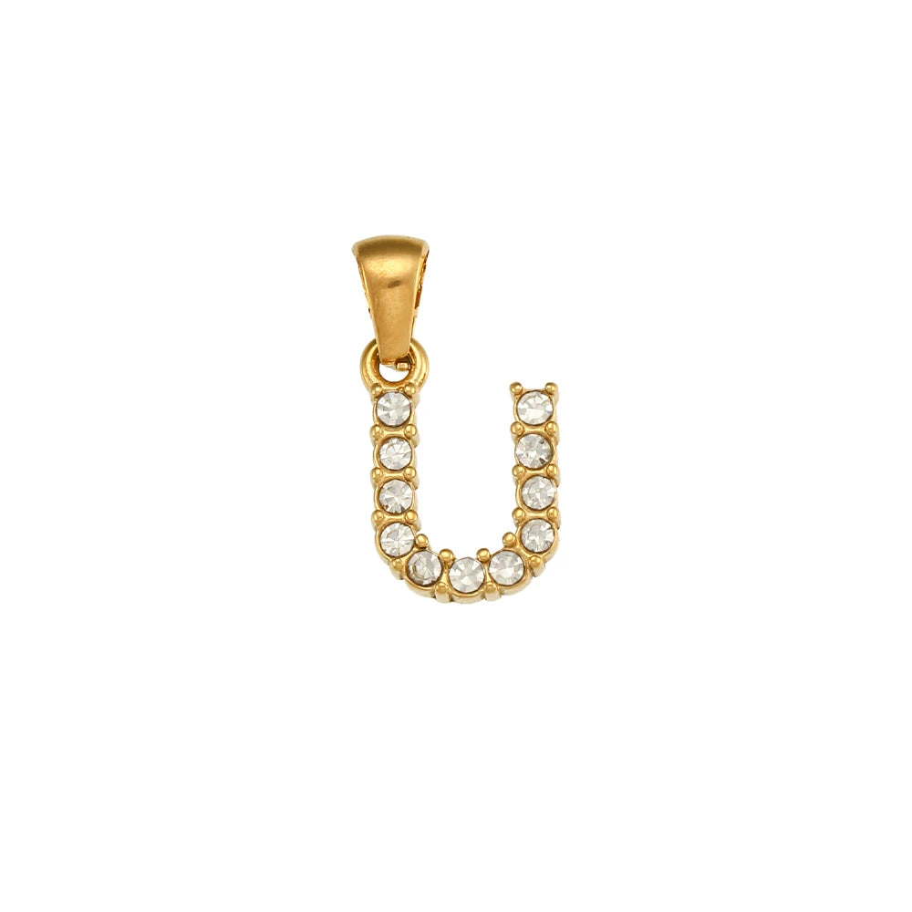 Collier Charm Zircon / Pearl Letter