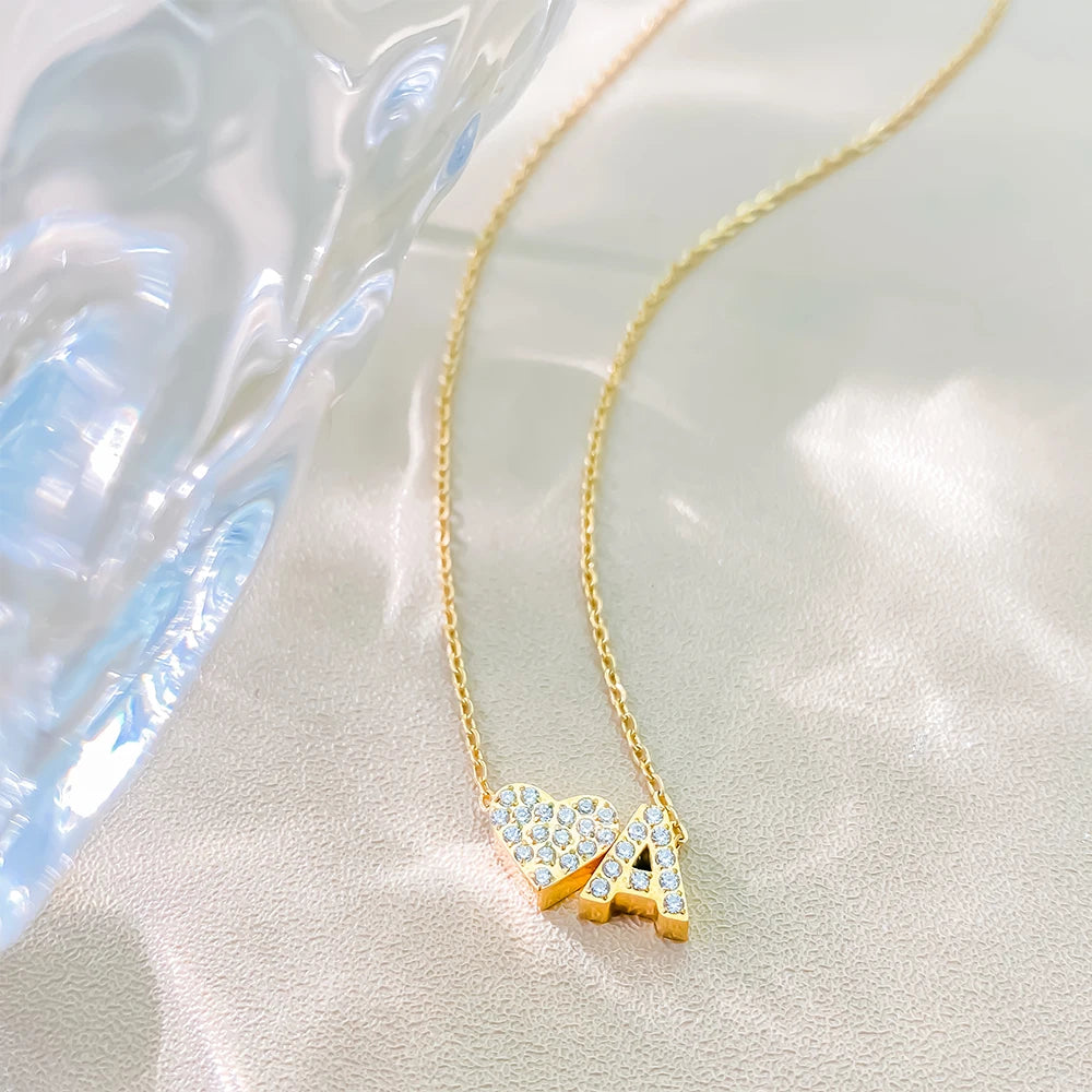 Shiny Floating Letter Charm Kette