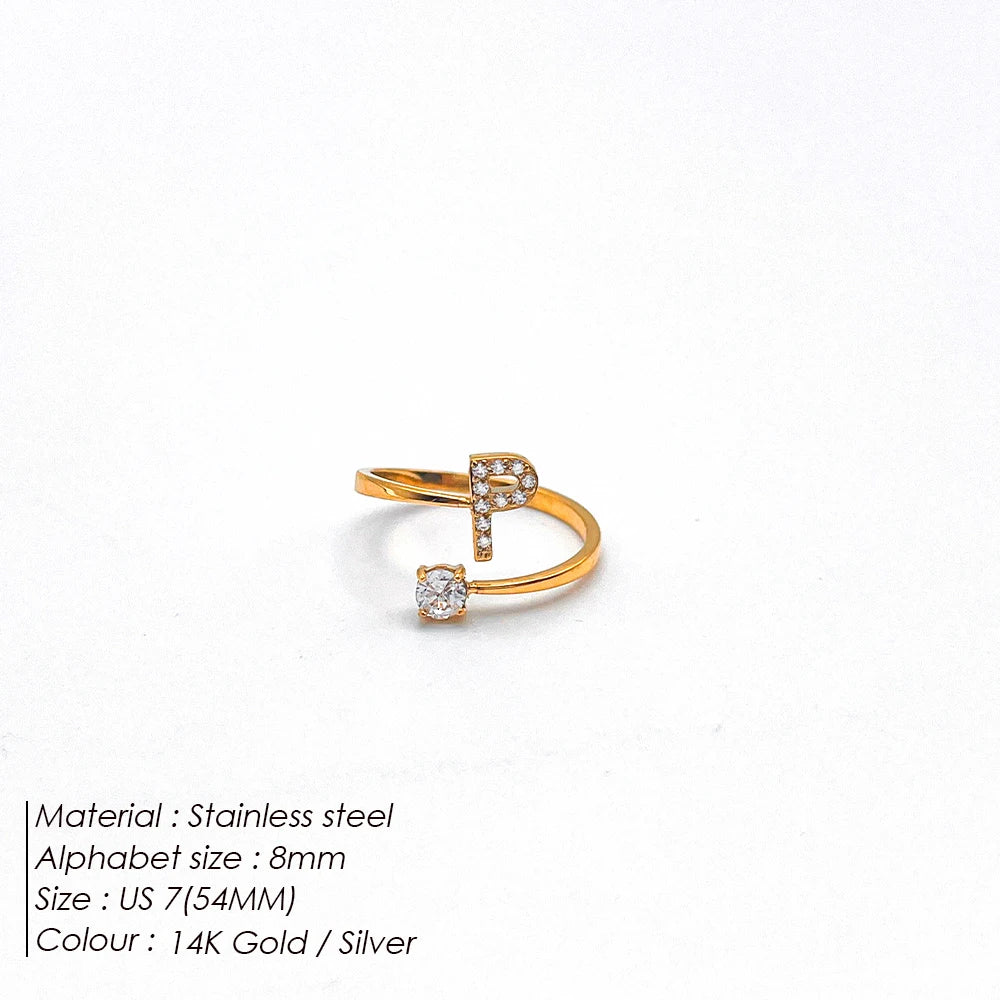 Shiny Letter Ring onesize
