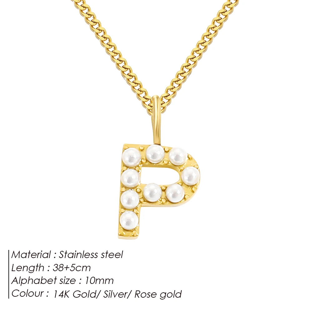 vegan Letter Pearl Charm Kette