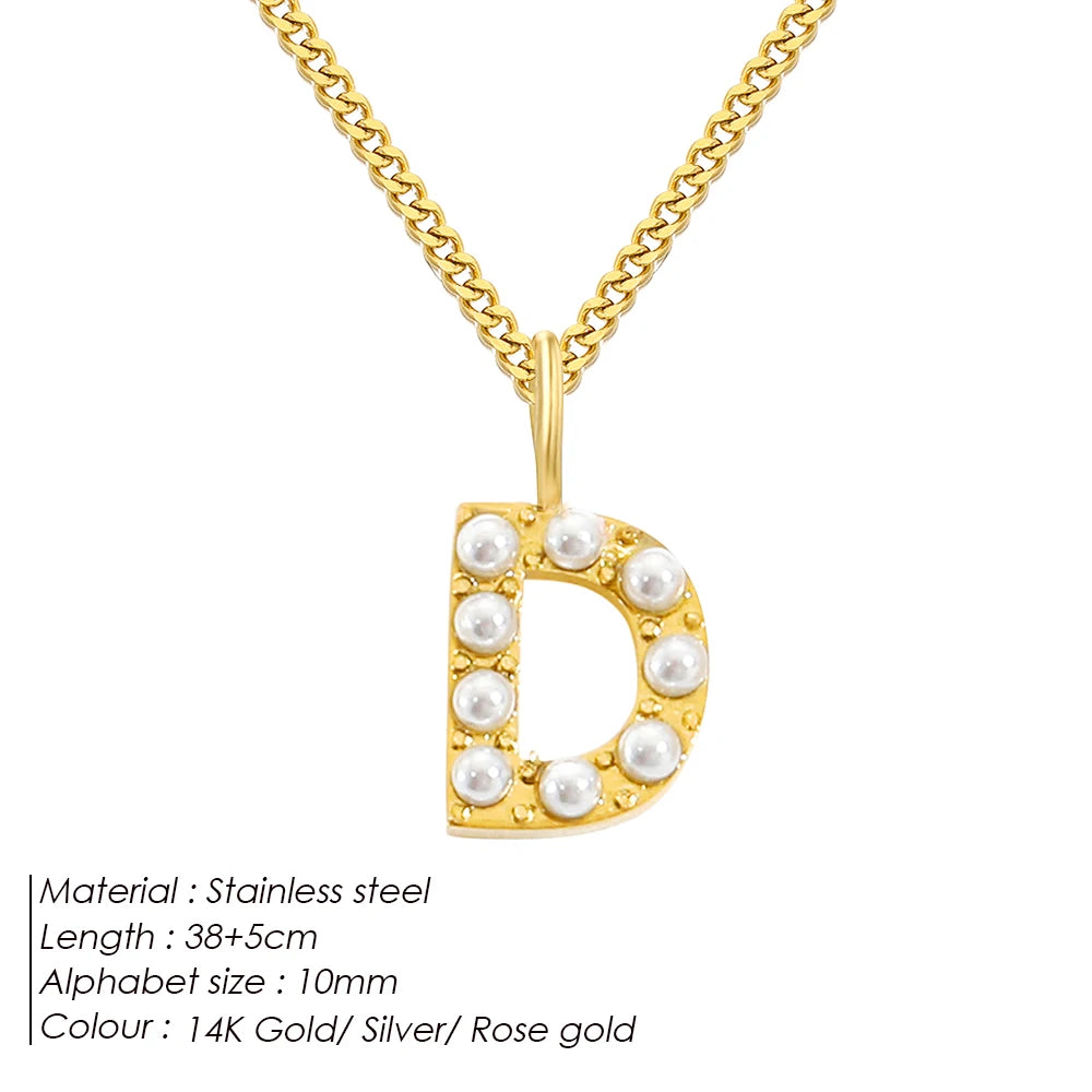 vegan Letter Pearl Charm Kette