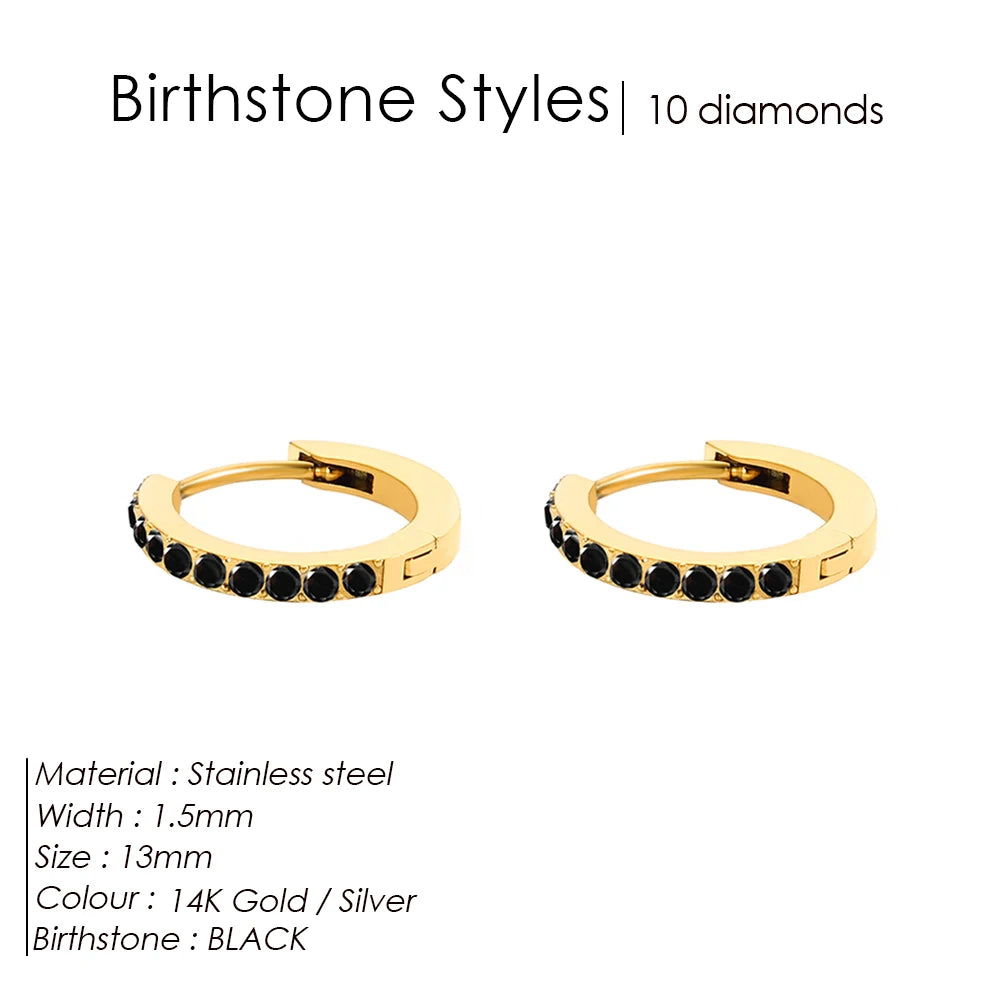 Shiny Minimalist Huggie Birthstone