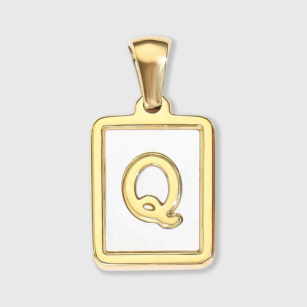 Shell Square Letter Charm