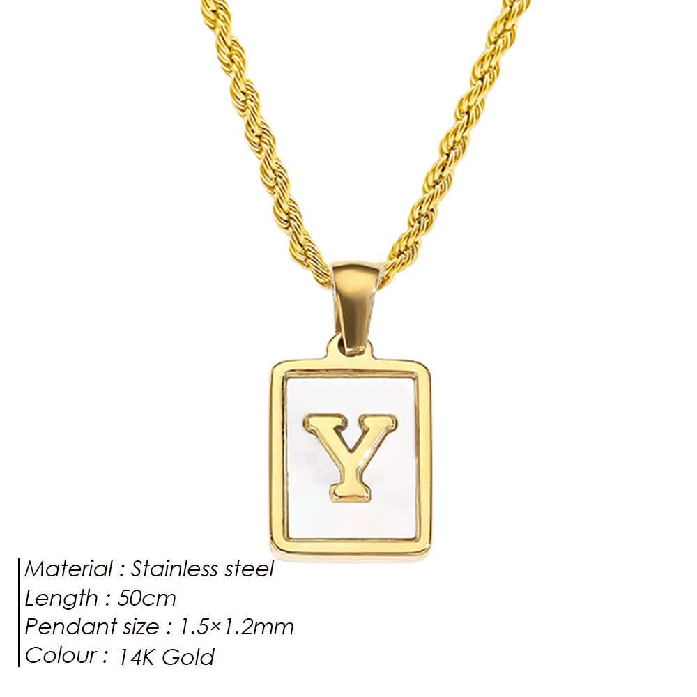 Rope Chain White Shell Uppercase Initials
