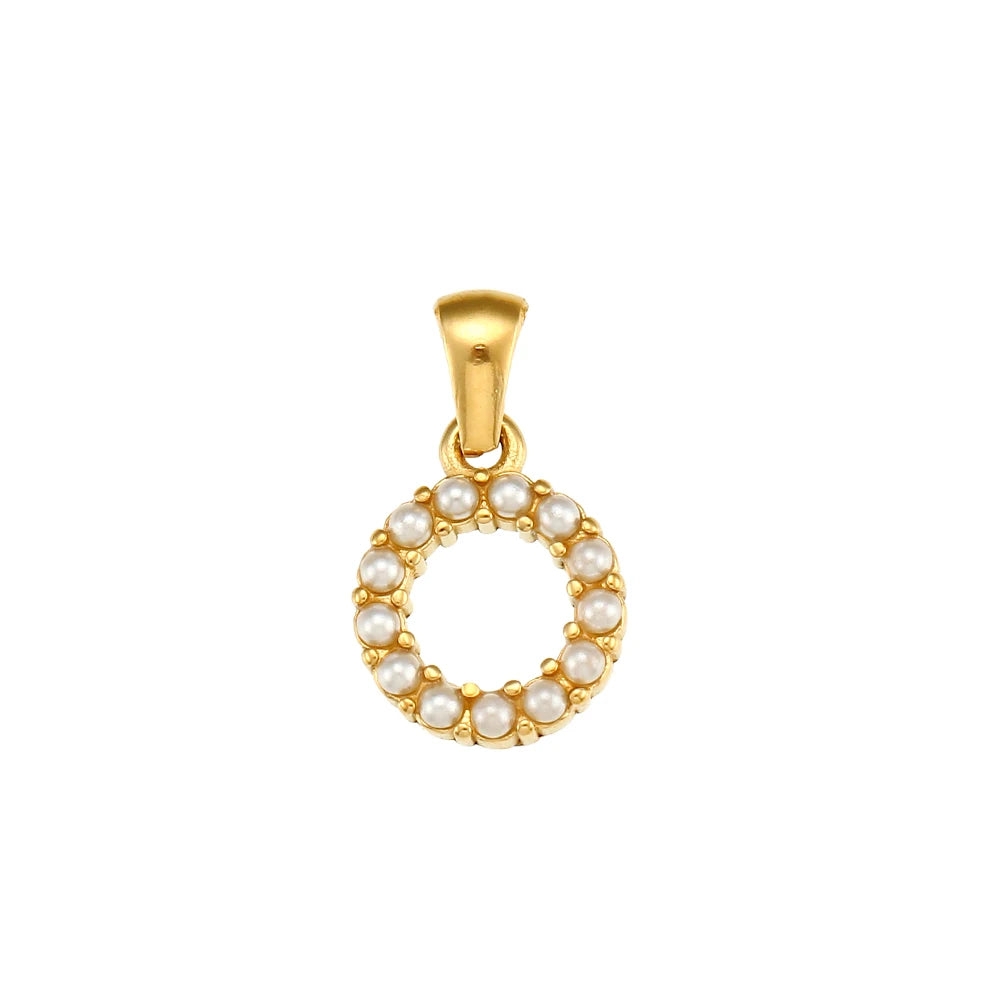 Collier Charm Zircon / Pearl Letter