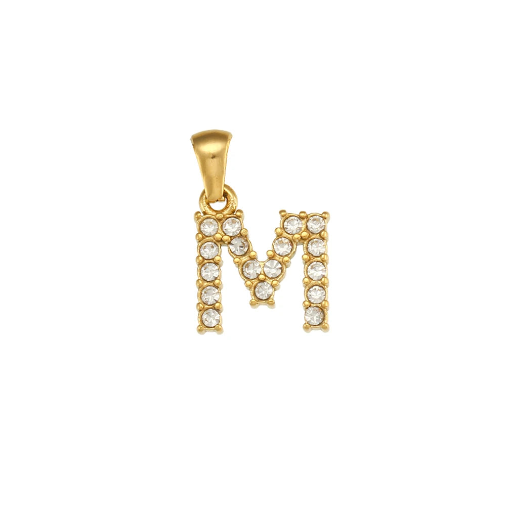 Collier Charm Zircon / Pearl Letter