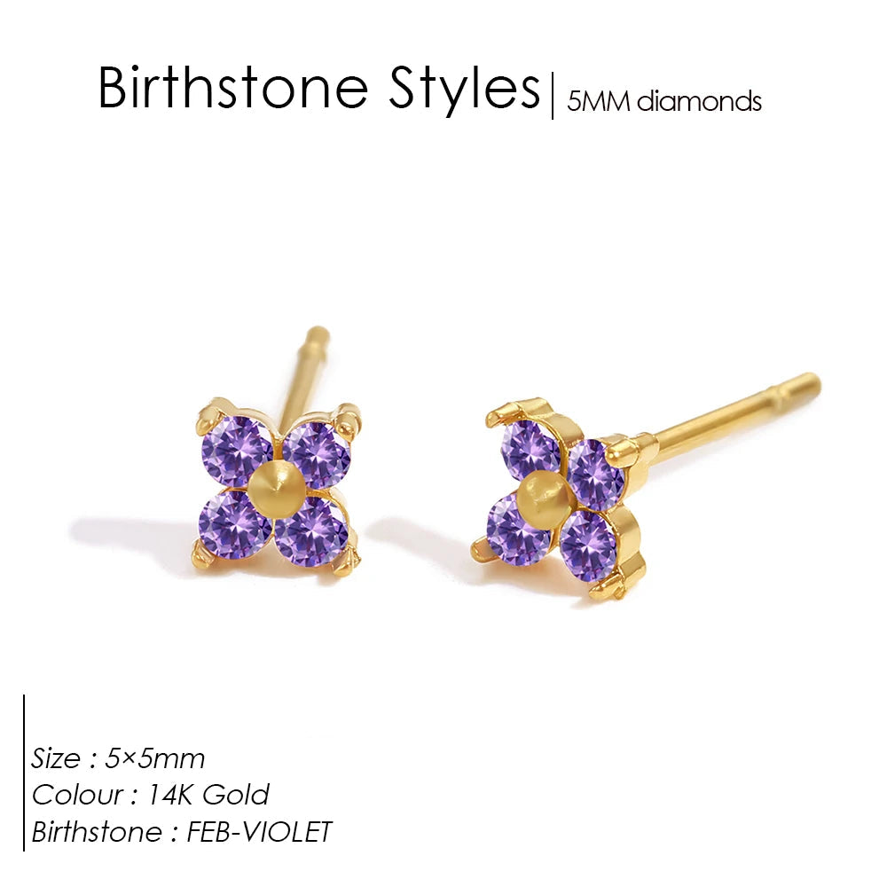 Dainty Flower Birthstone Ohrstecker
