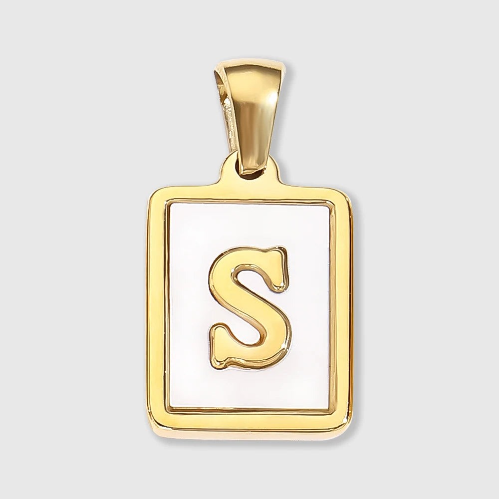 Shell Square Letter Charm