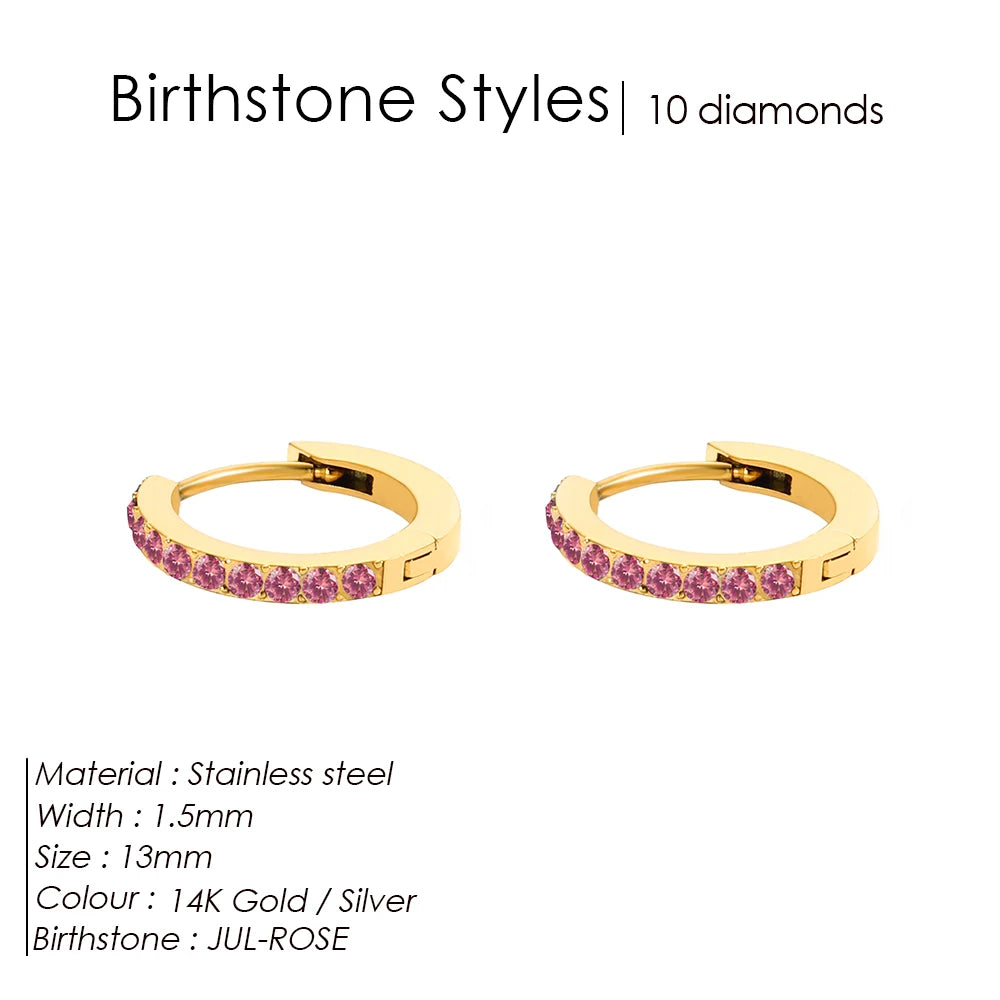 Shiny Minimalist Huggie Birthstone