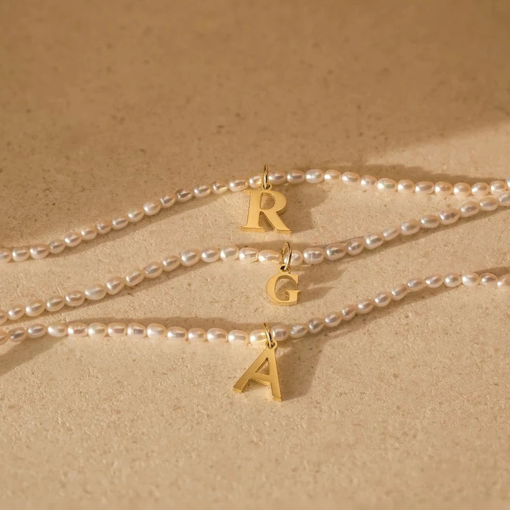 vegan perla beach letter Kette