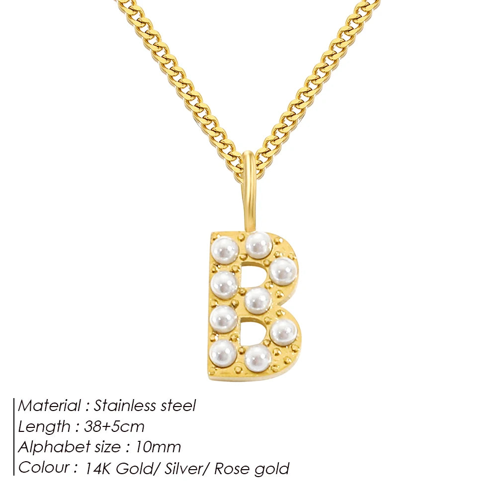 vegan Letter Pearl Charm Kette