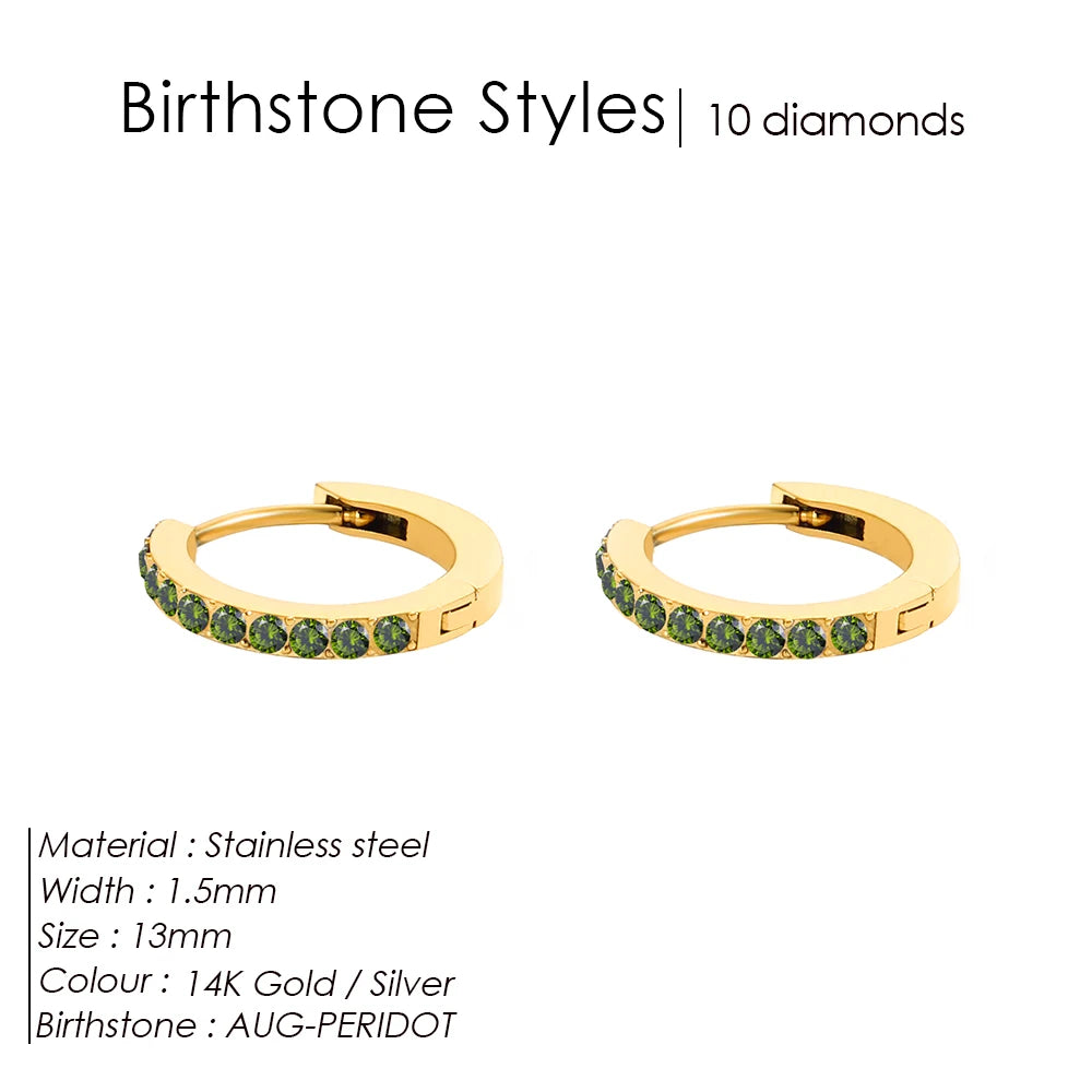 Shiny Minimalist Huggie Birthstone