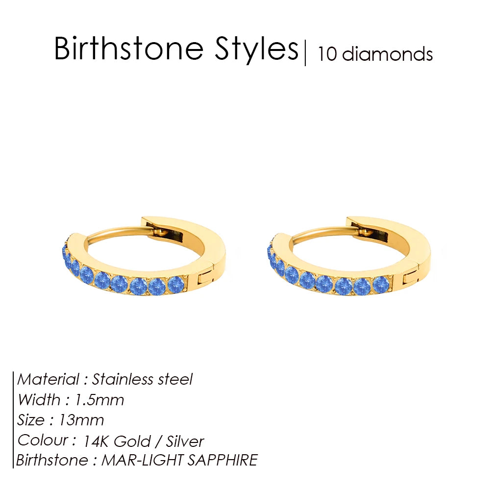Shiny Minimalist Huggie Birthstone