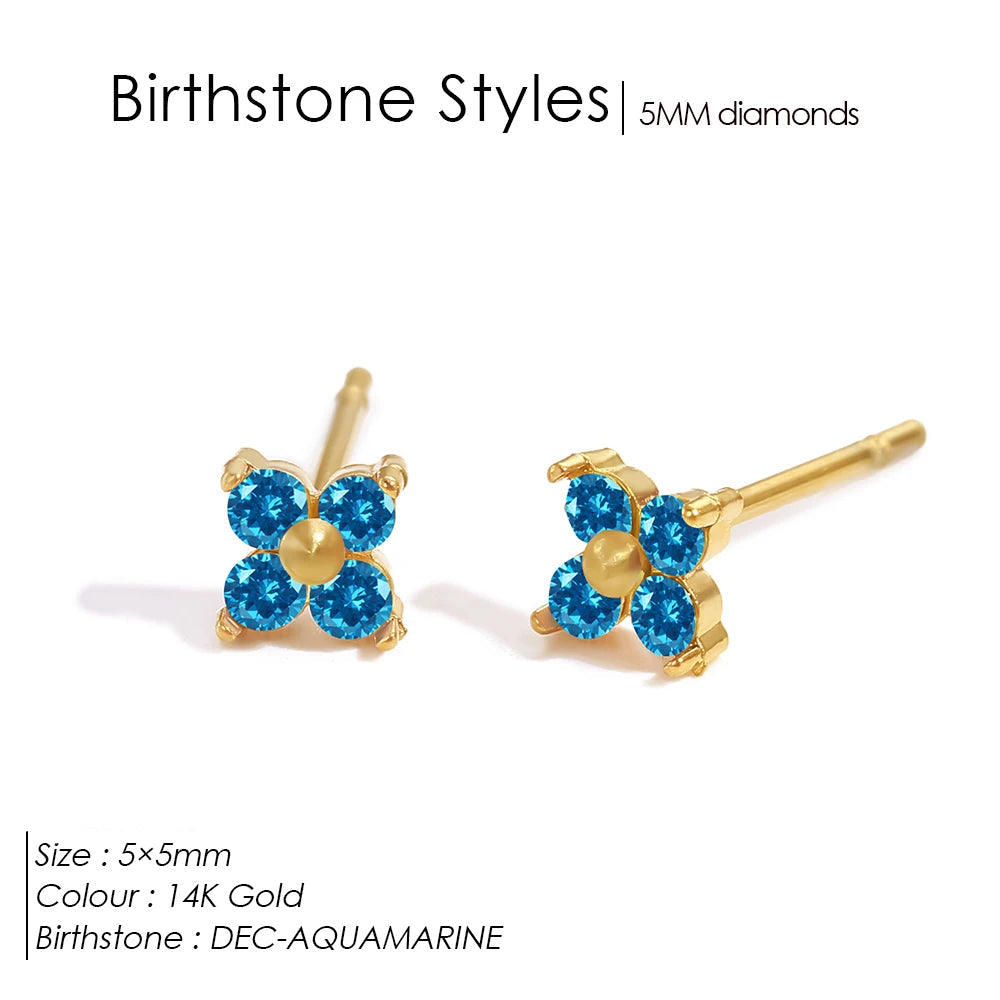 Dainty Flower Birthstone Ohrstecker