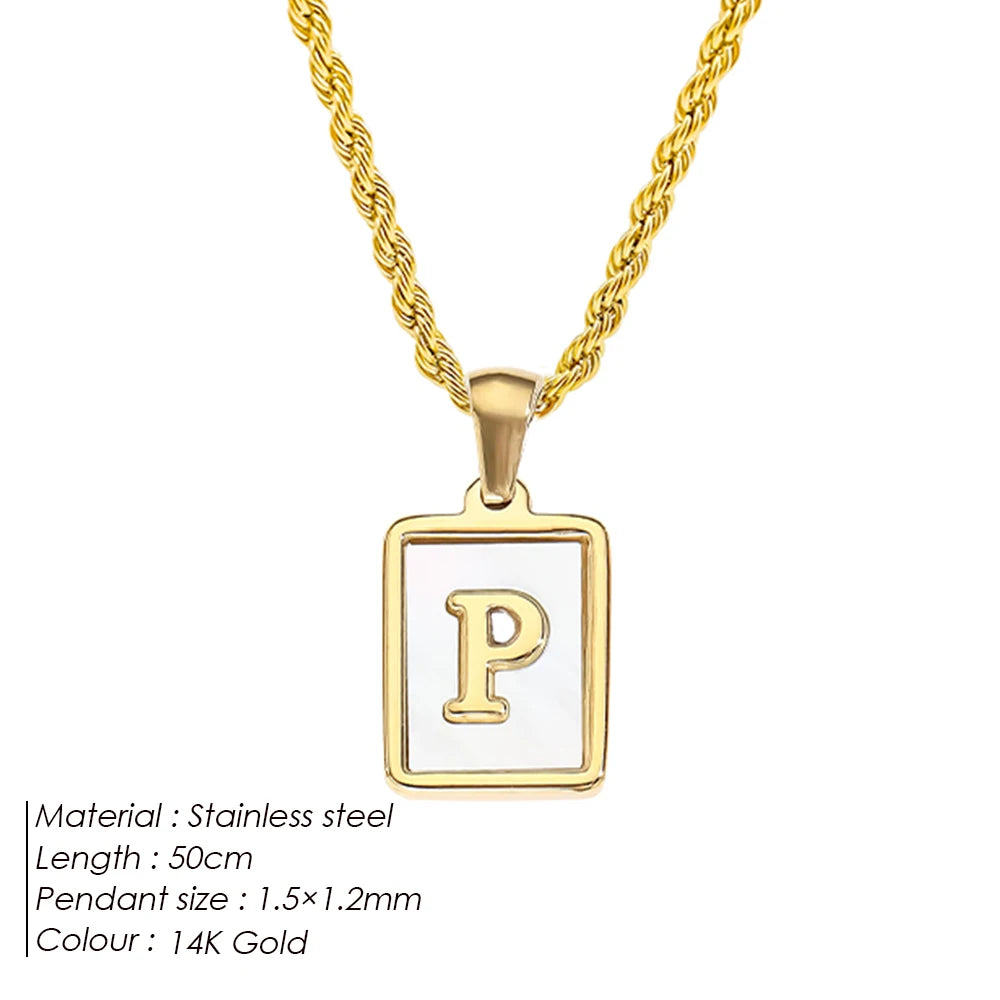 Rope Chain White Shell Uppercase Initials