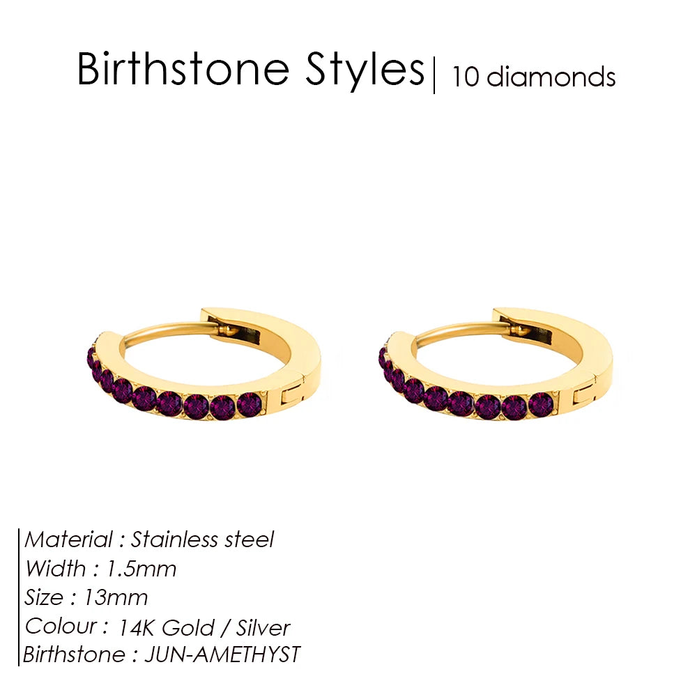 Shiny Minimalist Huggie Birthstone