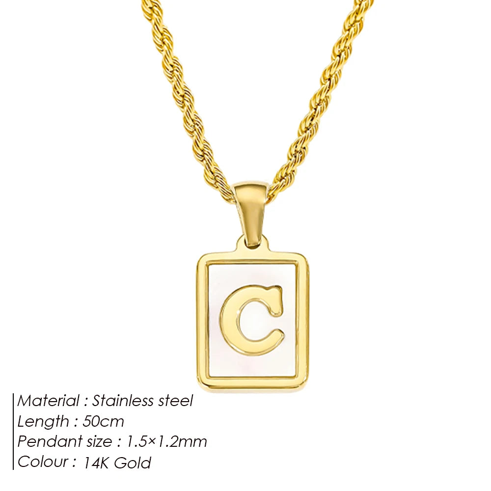 Rope Chain White Shell Uppercase Initials