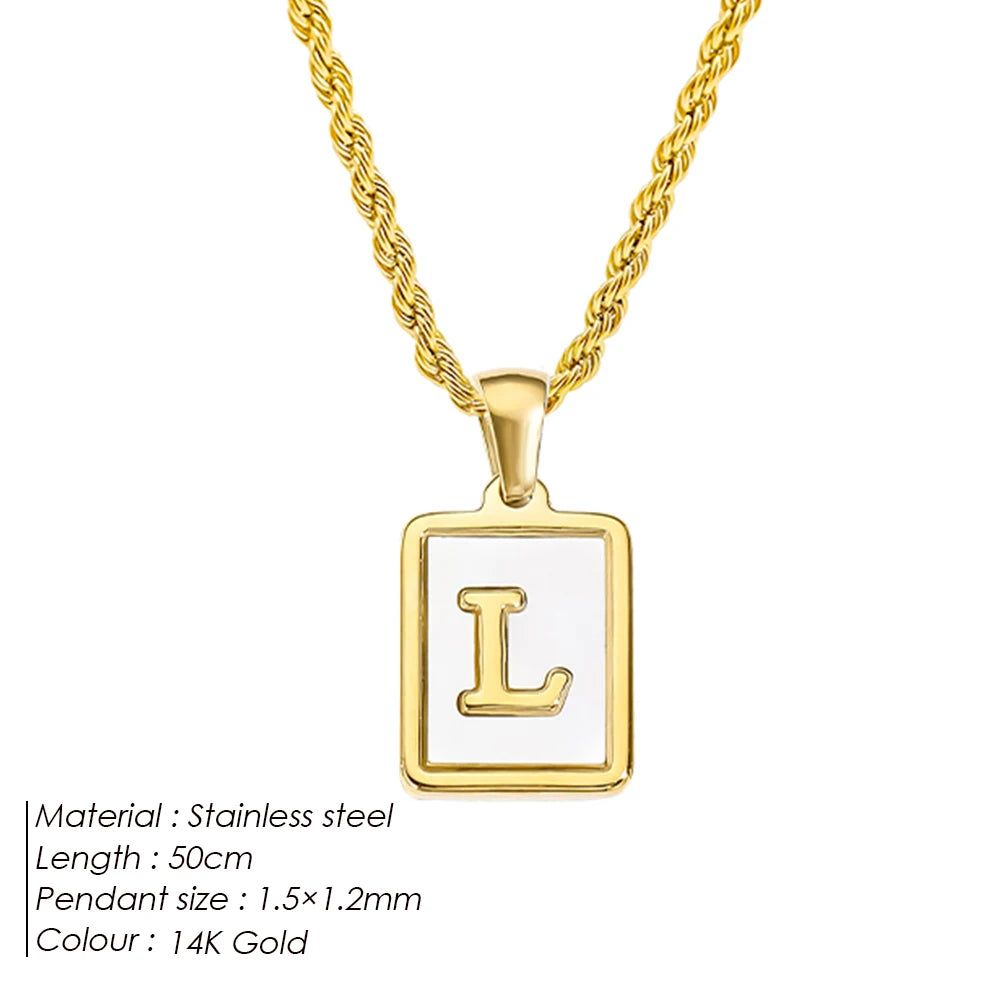 Rope Chain White Shell Uppercase Initials