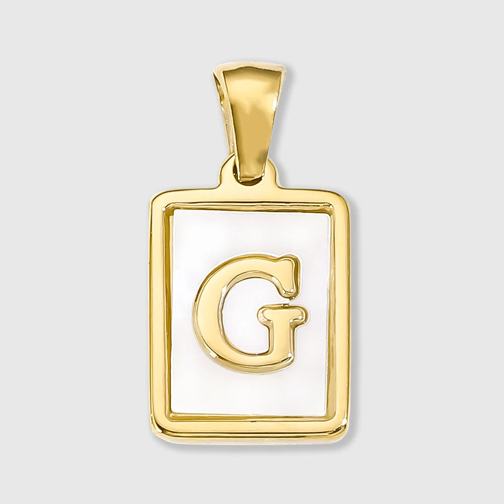 Shell Square Letter Charm