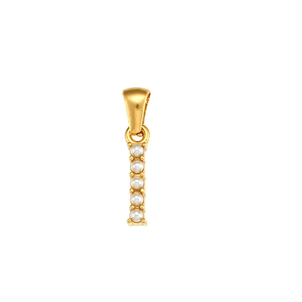 Collier Charm Zircon / Pearl Letter