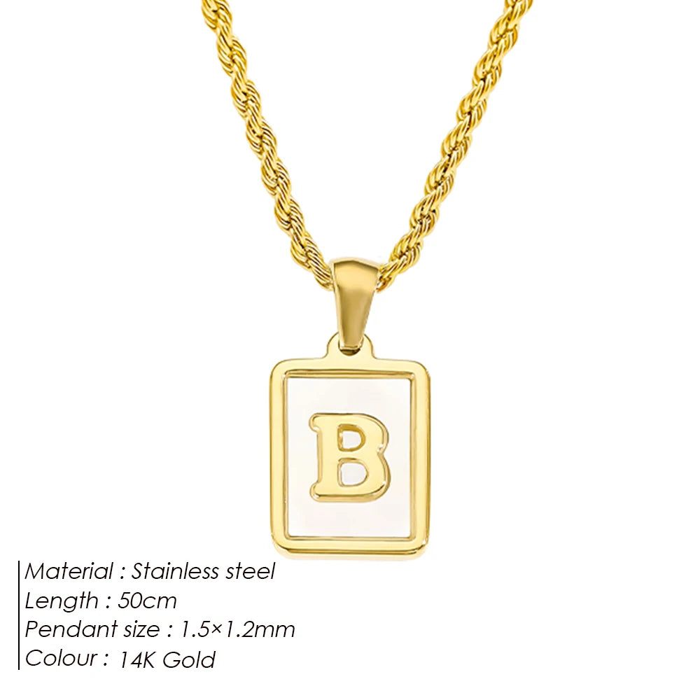 Rope Chain White Shell Uppercase Initials
