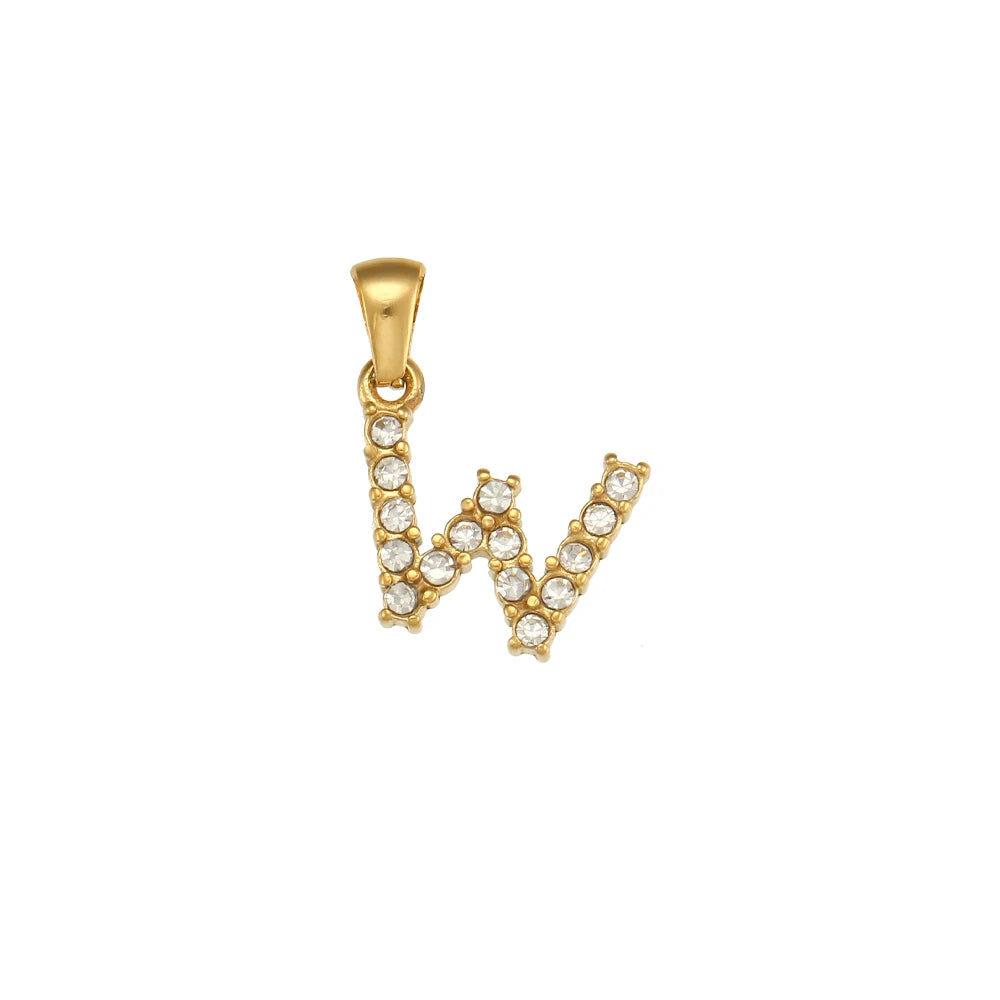 Collier Charm Zircon / Pearl Letter