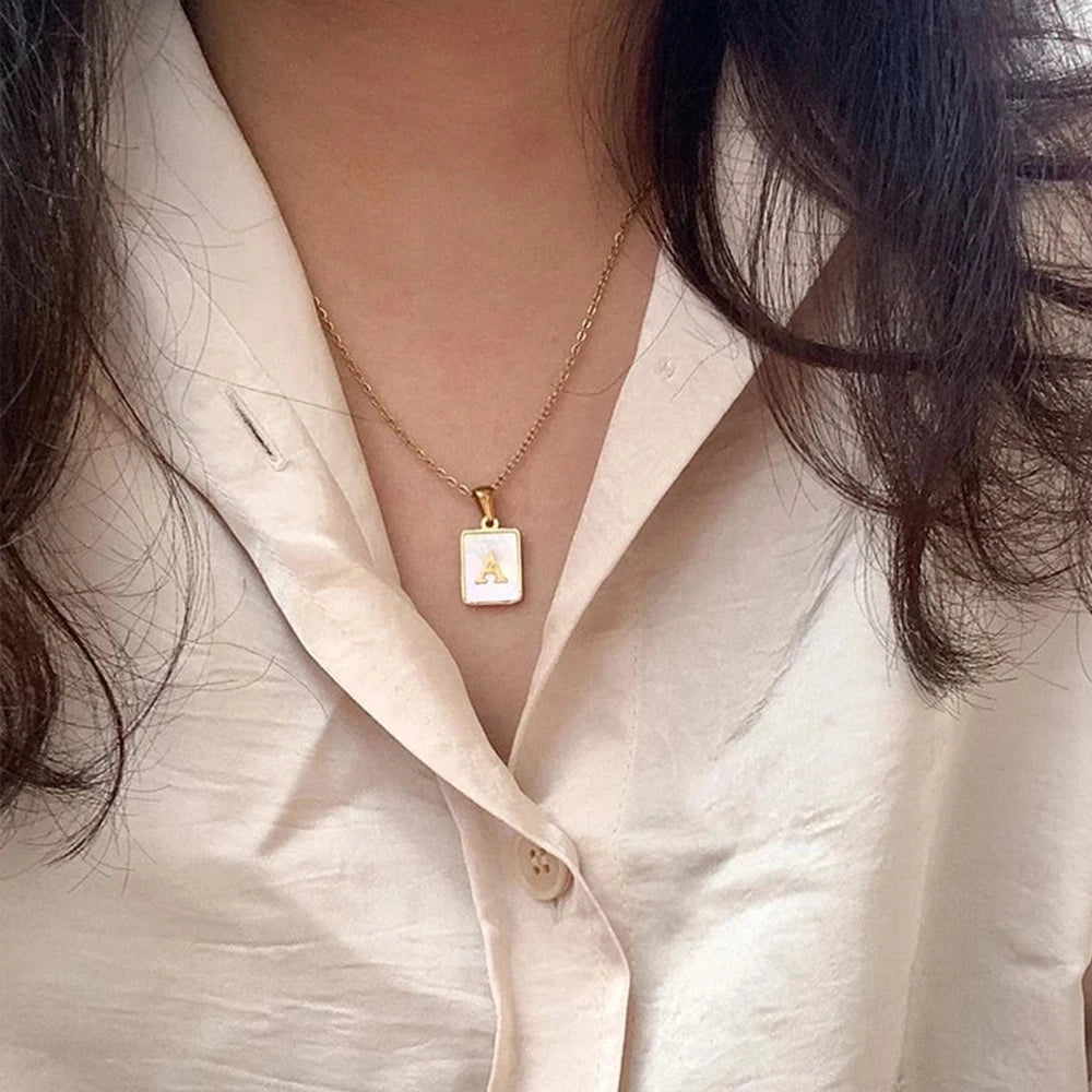 Shell Square Letter Charm