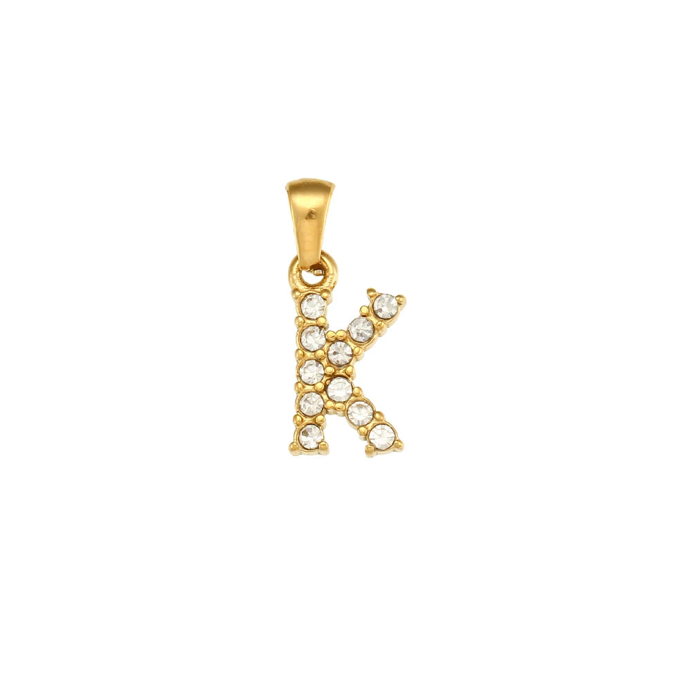 Collier Charm Zircon / Pearl Letter