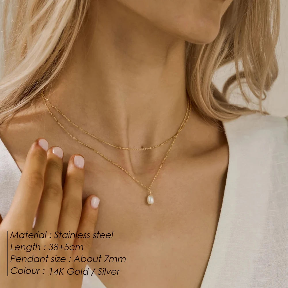 vegan Minimalist Freshwater Pearl Kette