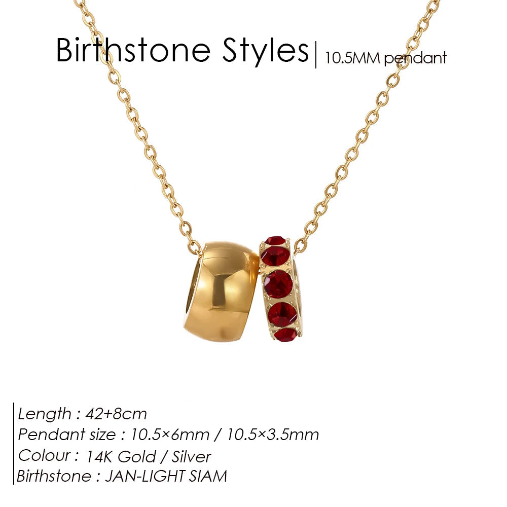 Round Birthstone Pavé Charm Kette