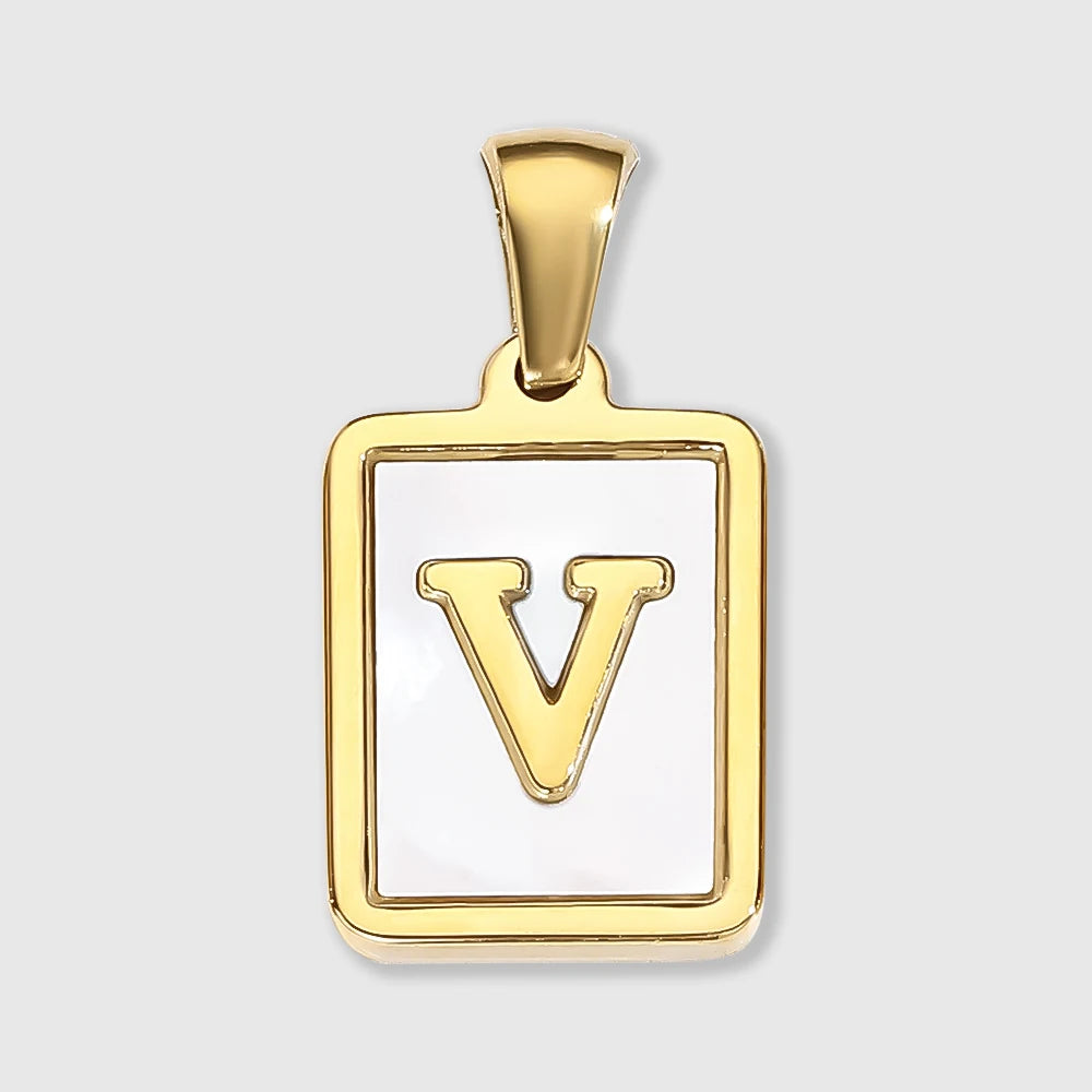 Shell Square Letter Charm