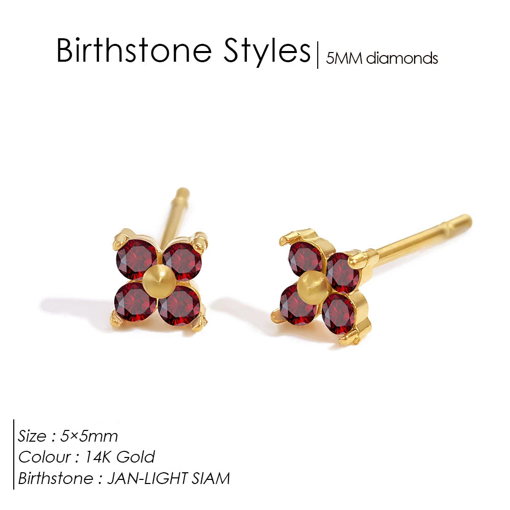 Dainty Flower Birthstone Ohrstecker