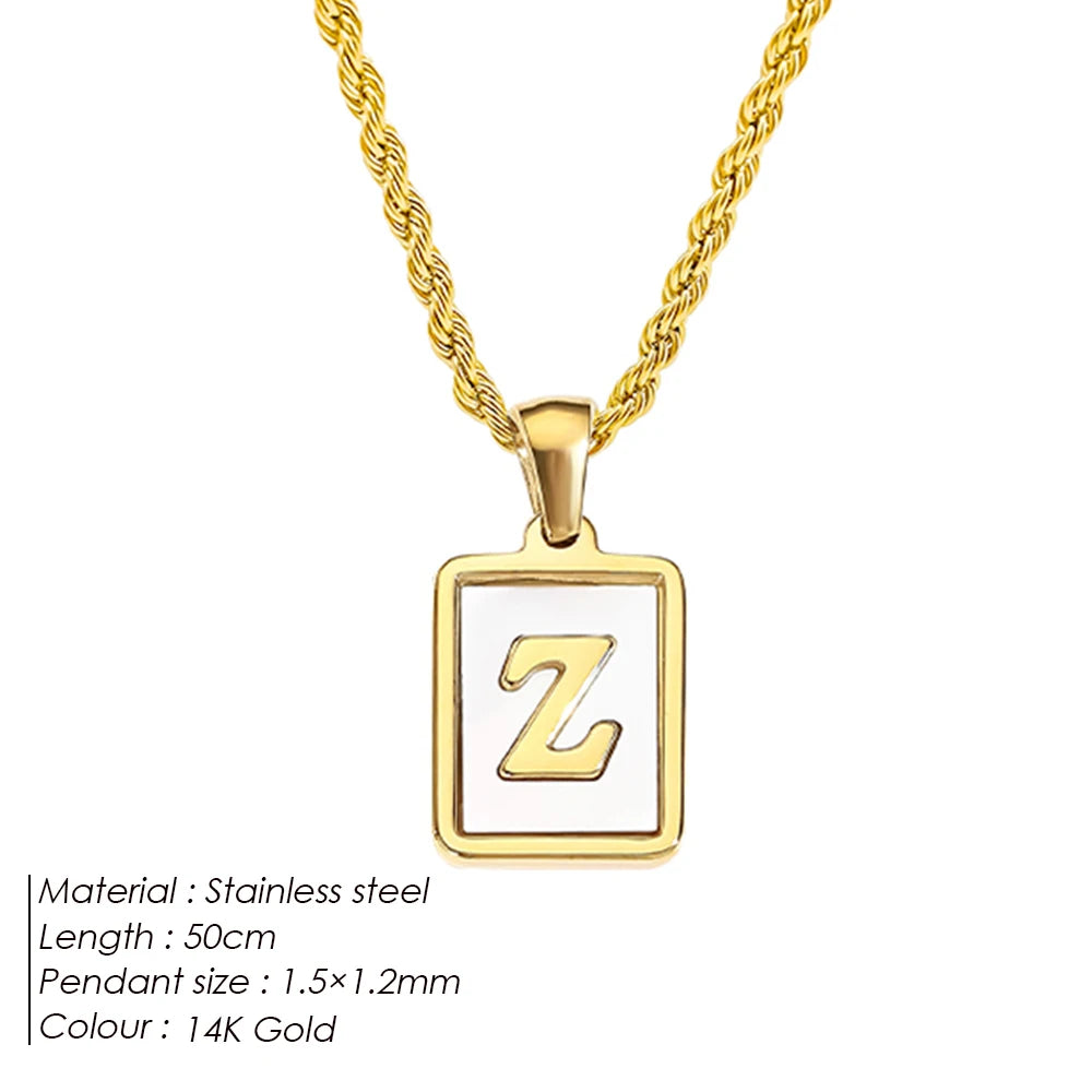 Rope Chain White Shell Uppercase Initials