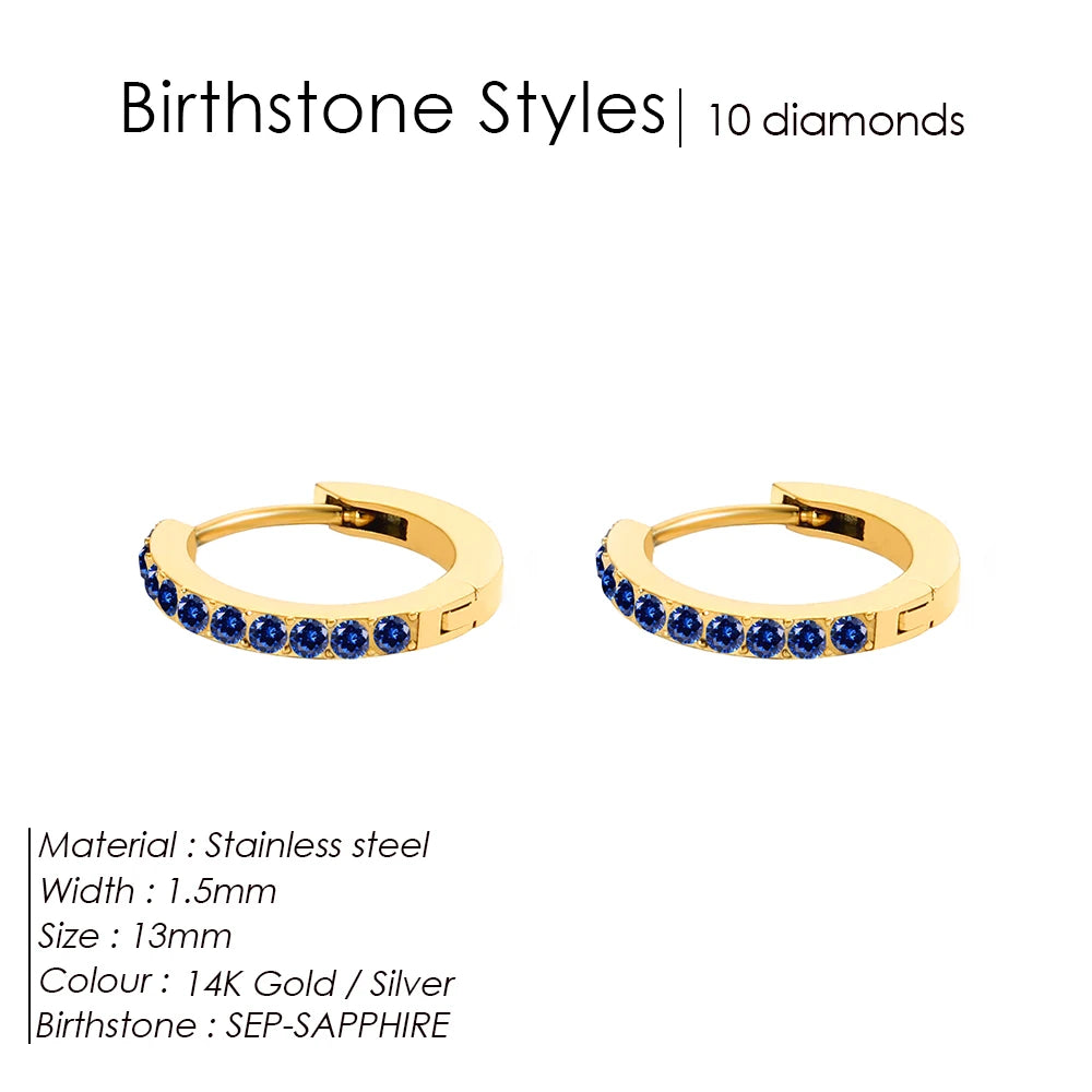 Shiny Minimalist Huggie Birthstone