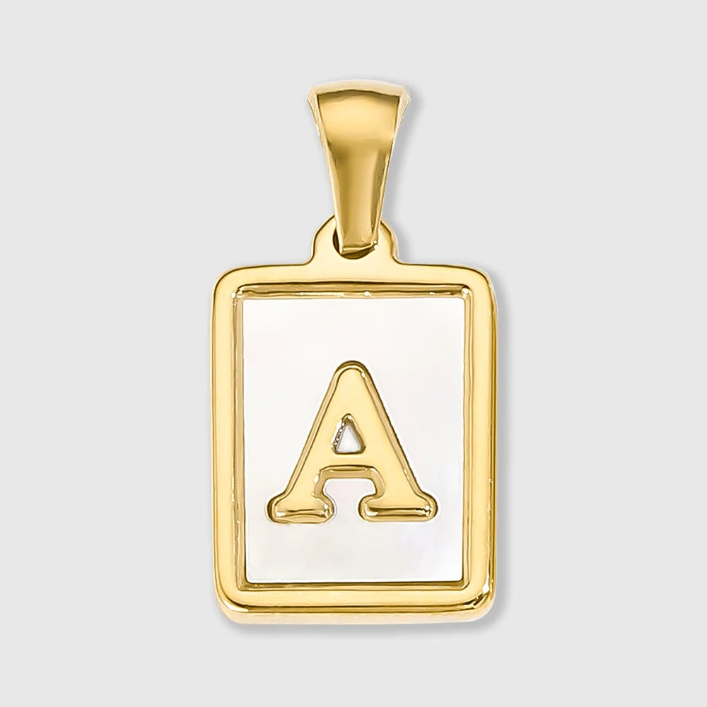 Shell Square Letter Charm