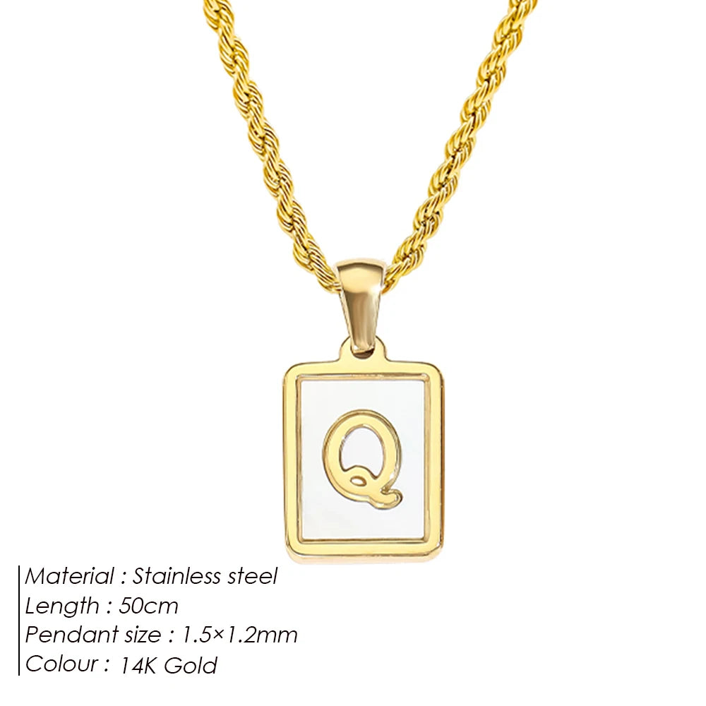 Rope Chain White Shell Uppercase Initials