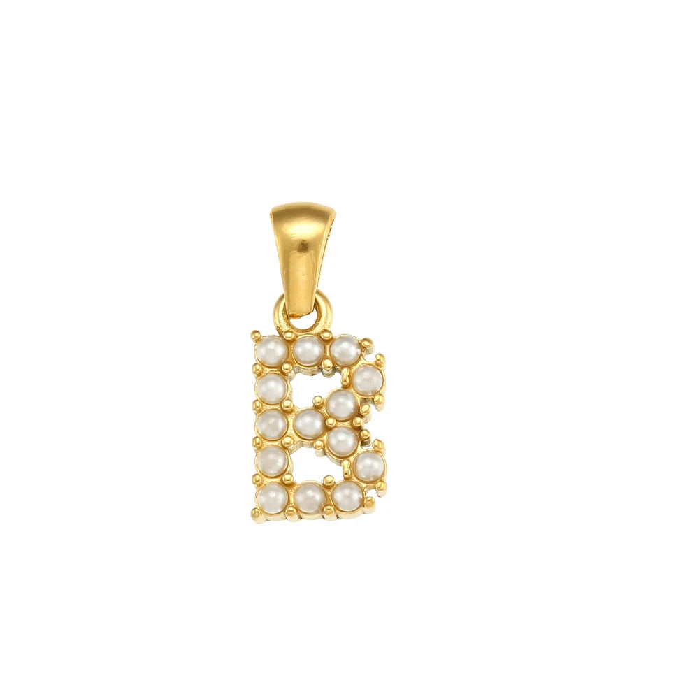 Collier Charm Zircon / Pearl Letter