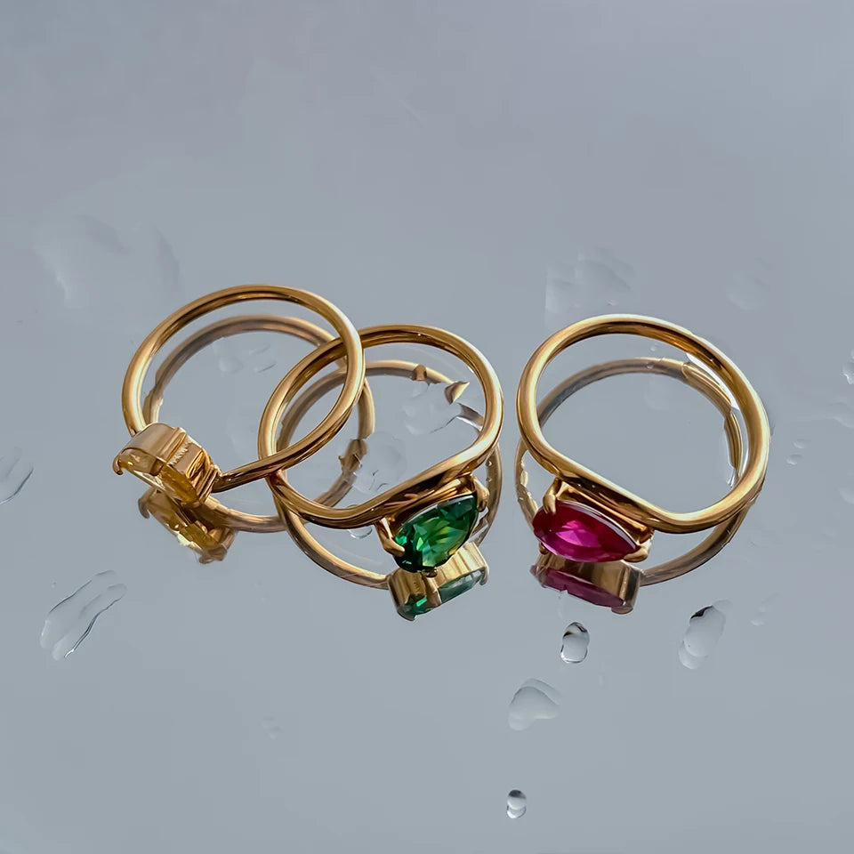 Drop Shaped Birthstone Ring