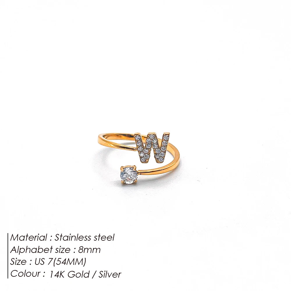 Shiny Letter Ring onesize