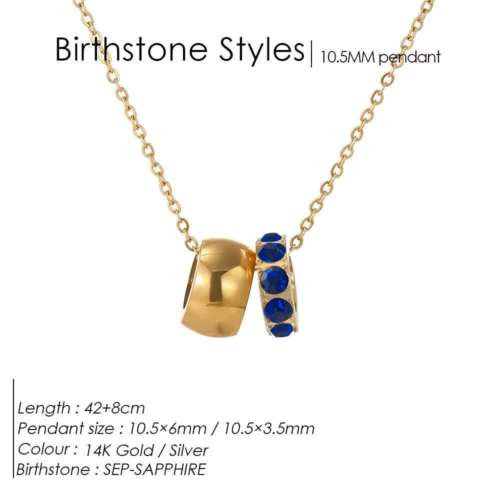 Round Birthstone Pavé Charm Kette
