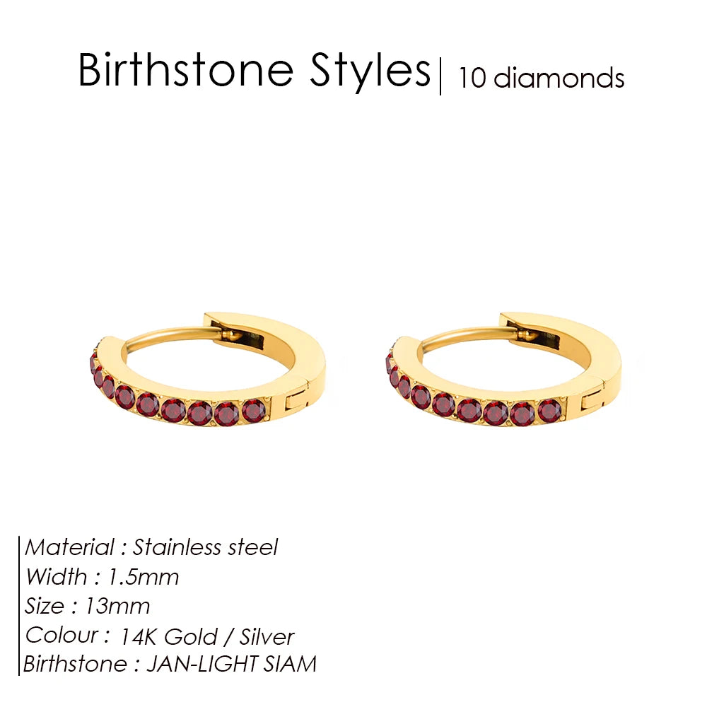 Shiny Minimalist Huggie Birthstone