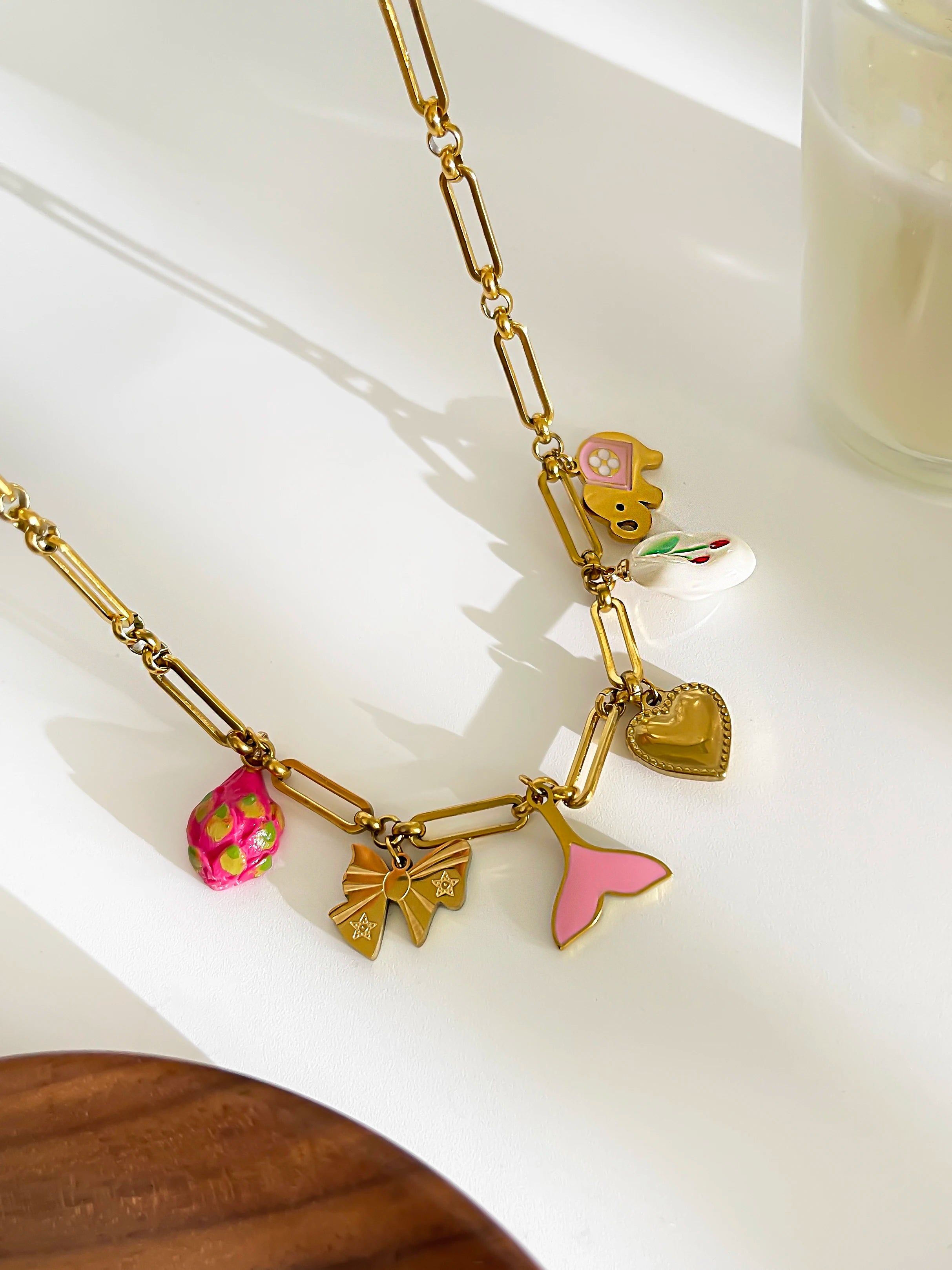 Cute Bow Elephant Fish Charm Kette