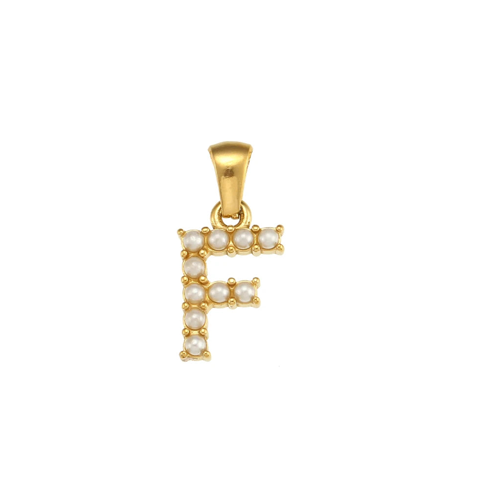 Collier Charm Zircon / Pearl Letter