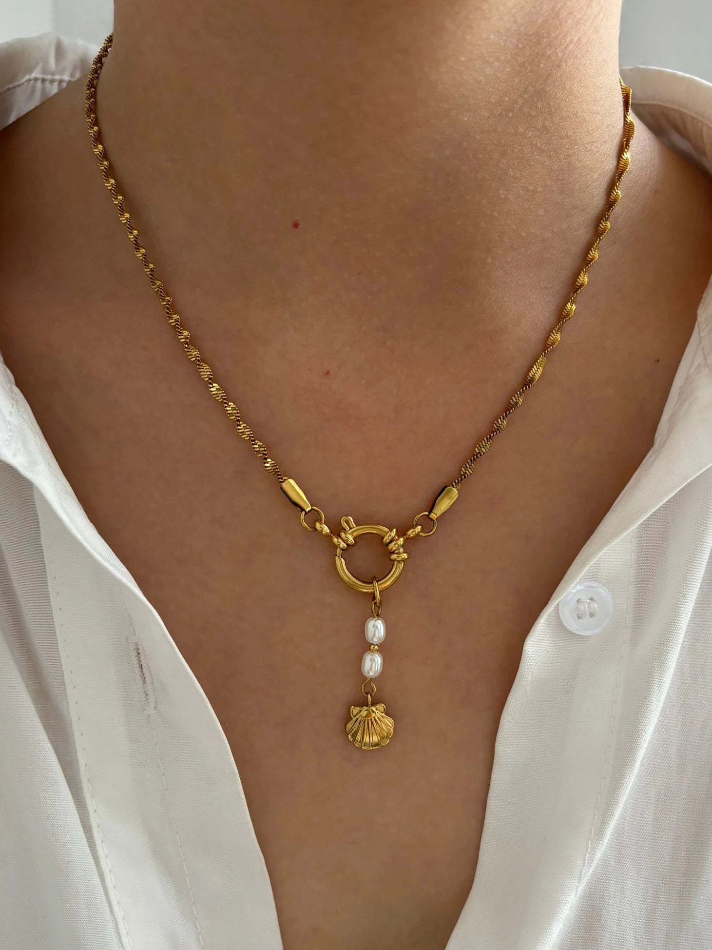 Singapour Heart Starfish Shell Charm Kette