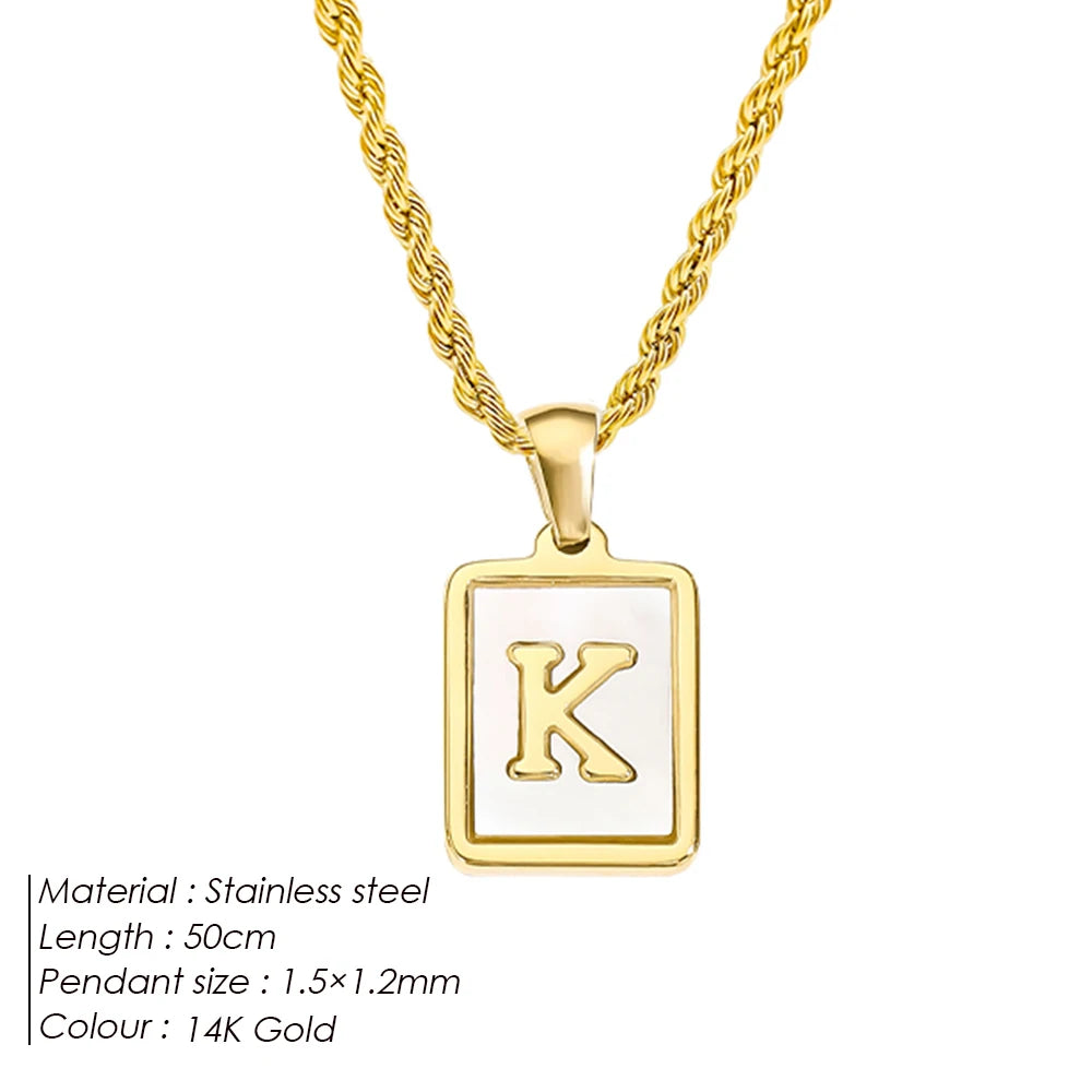 Rope Chain White Shell Uppercase Initials