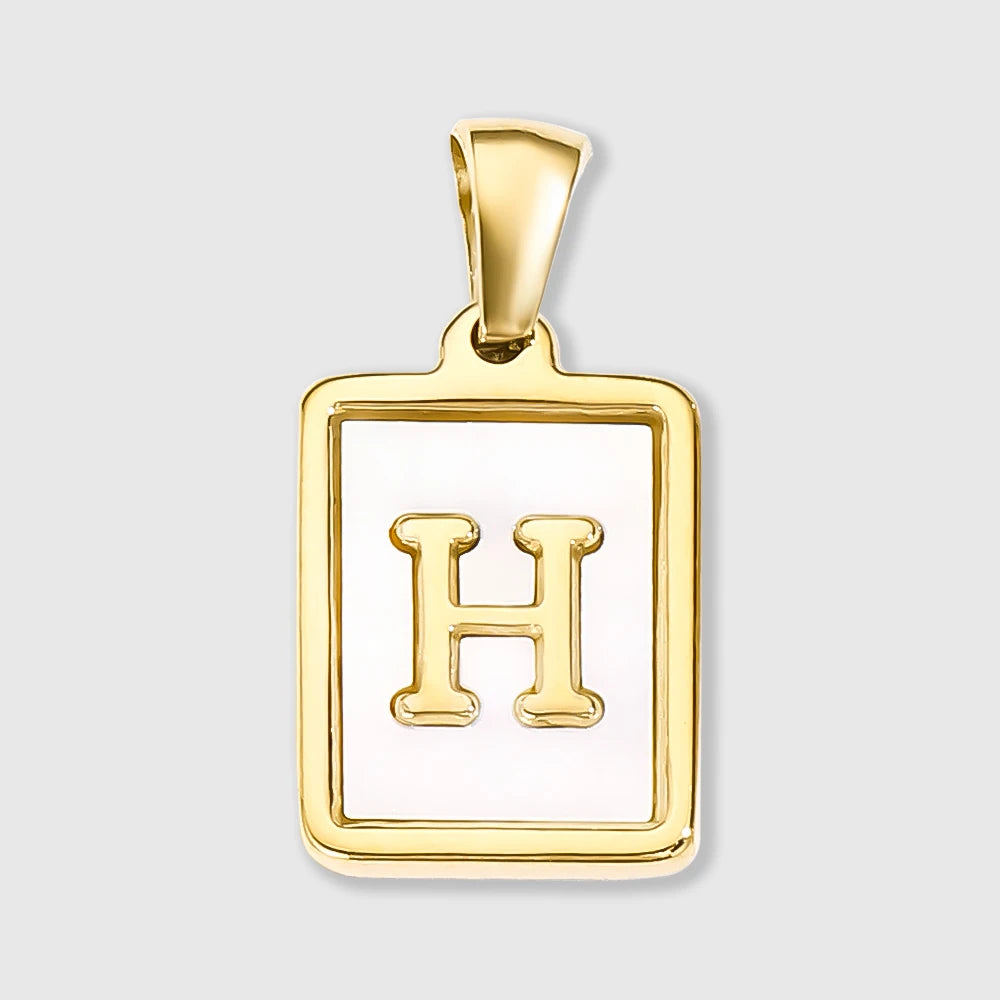 Shell Square Letter Charm