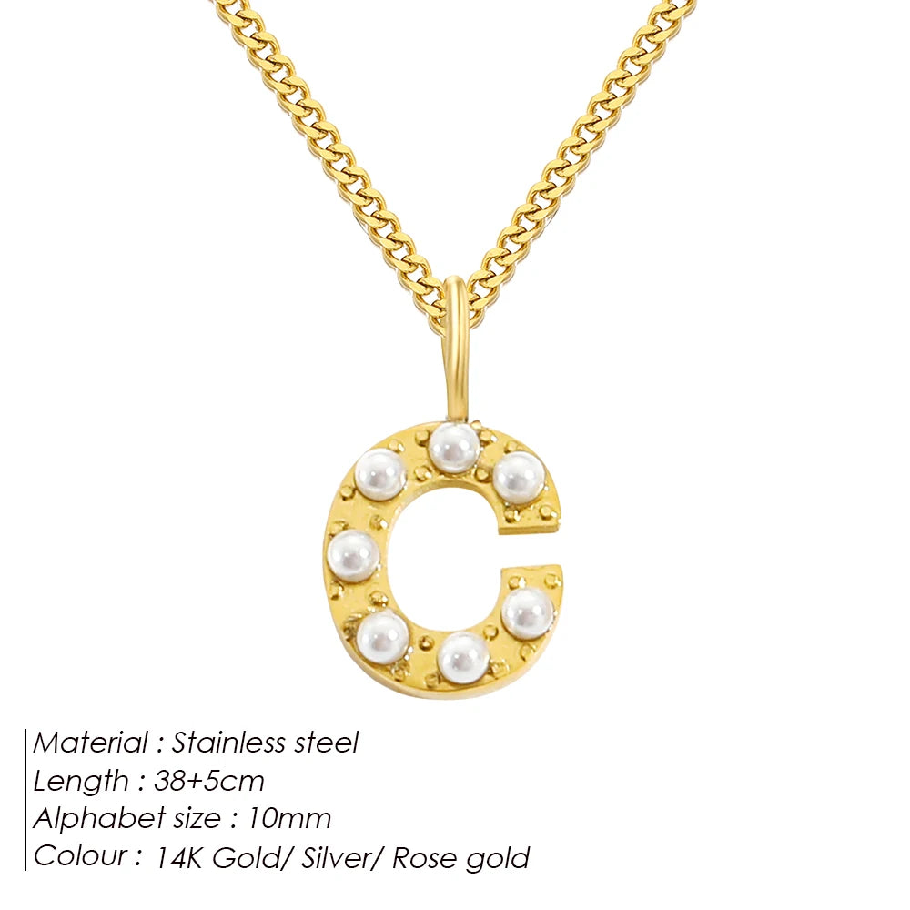 vegan Letter Pearl Charm Kette