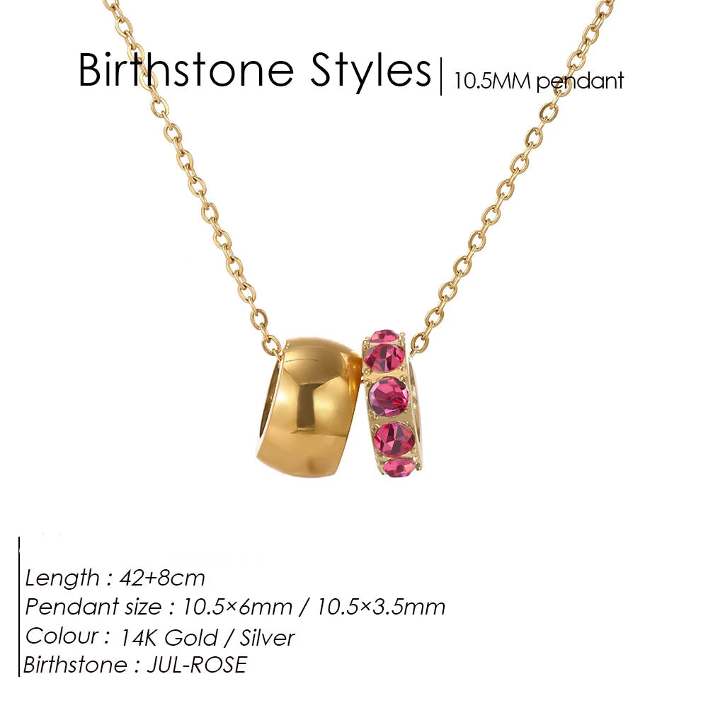 Round Birthstone Pavé Charm Kette